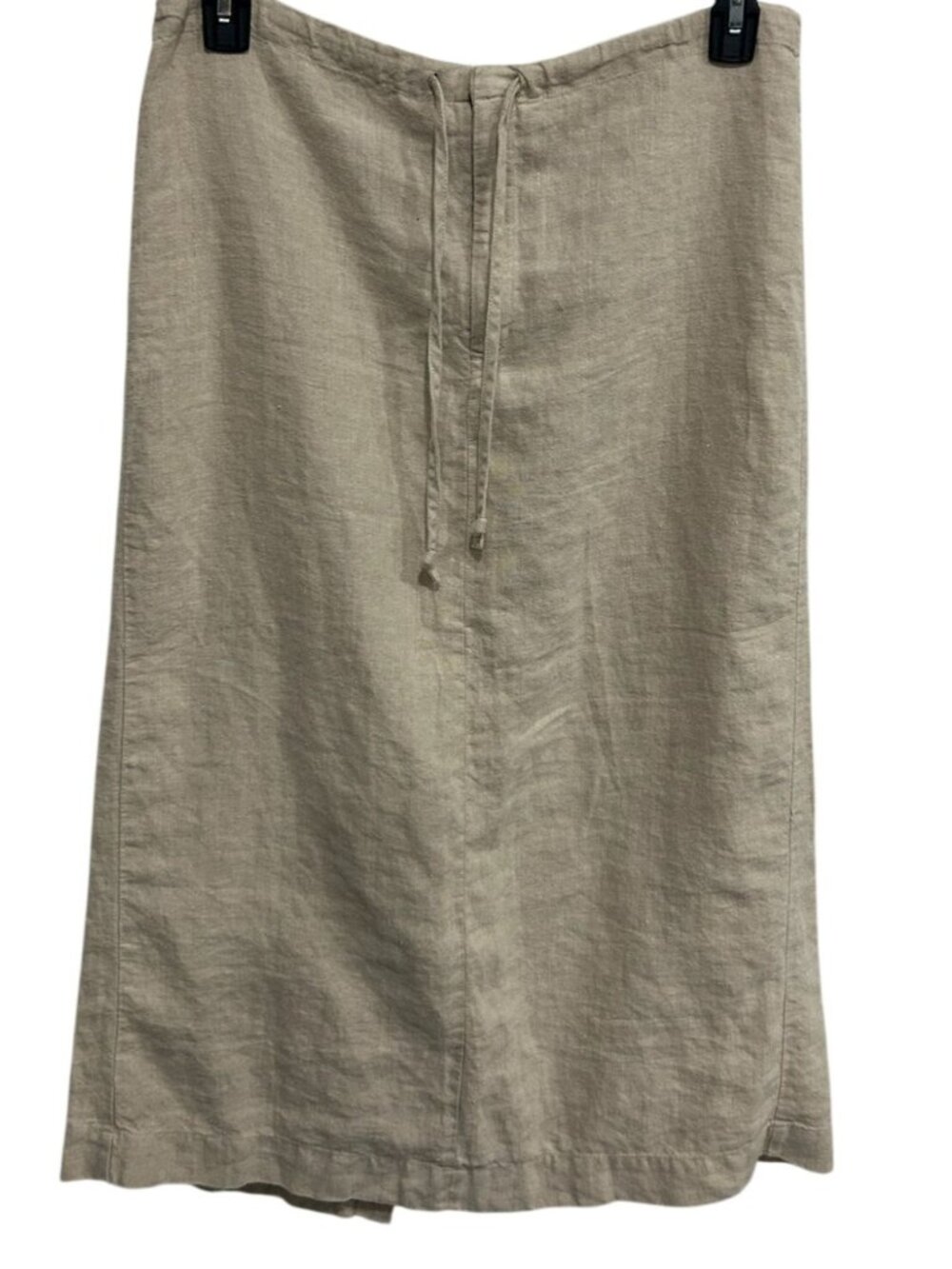 Vintage Y2K GAP 100% Linen Midi Skirt Drawstring Snap Waist Beige Tan Sz 10